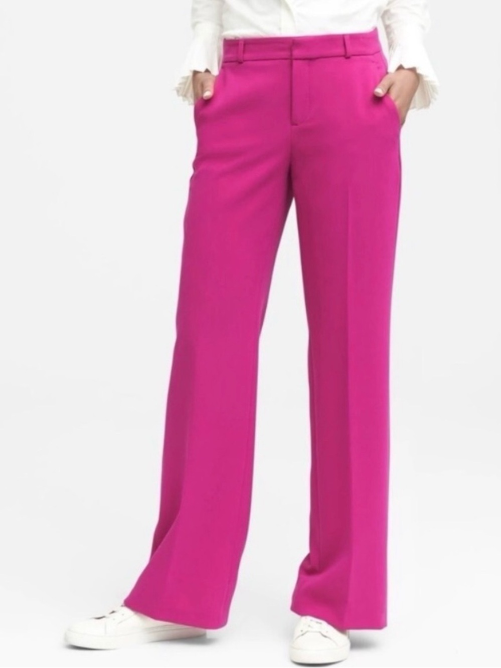 Banana Republic Dress Pants Bright Pink Blake Wide Leg Trousers Women's 2